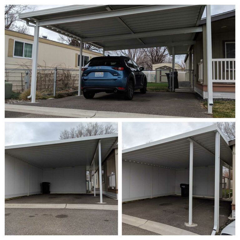 carport structure with a parked car Patio Covers Unlimited
