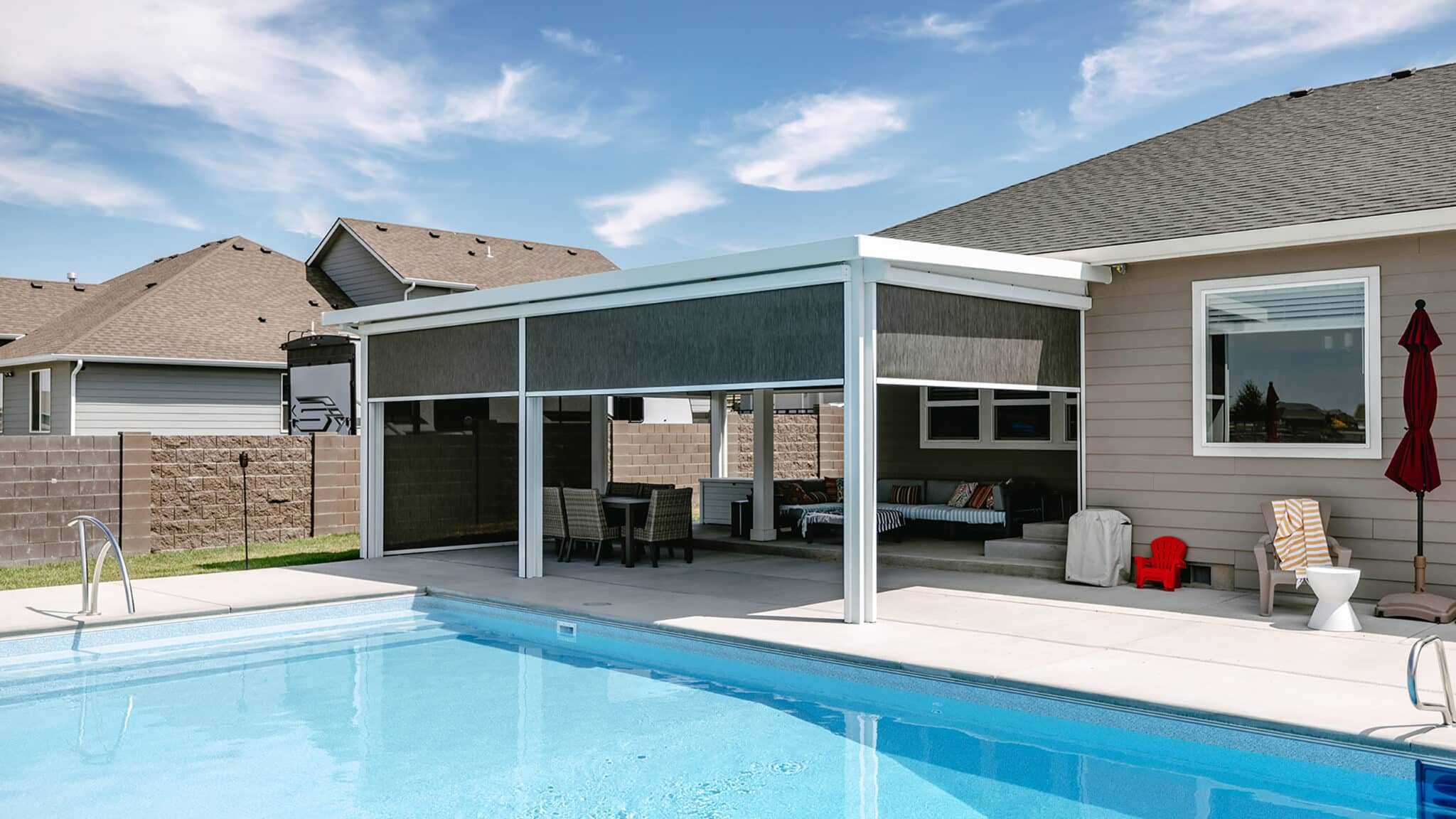 exterior screens in your pool area Patio Covers Unlimited