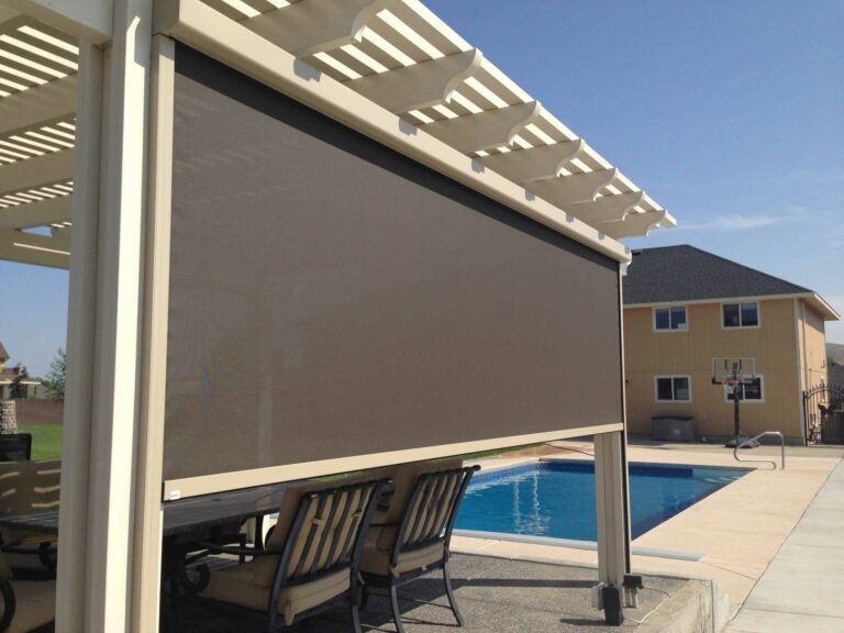exterior screens installed near the pool Patio Covers Unlimited