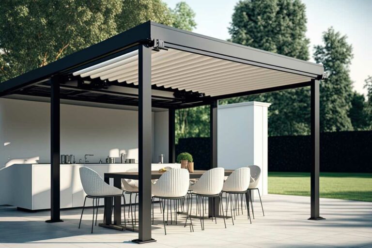 an elegant out kitchen cover by Patio Cover Unlimited