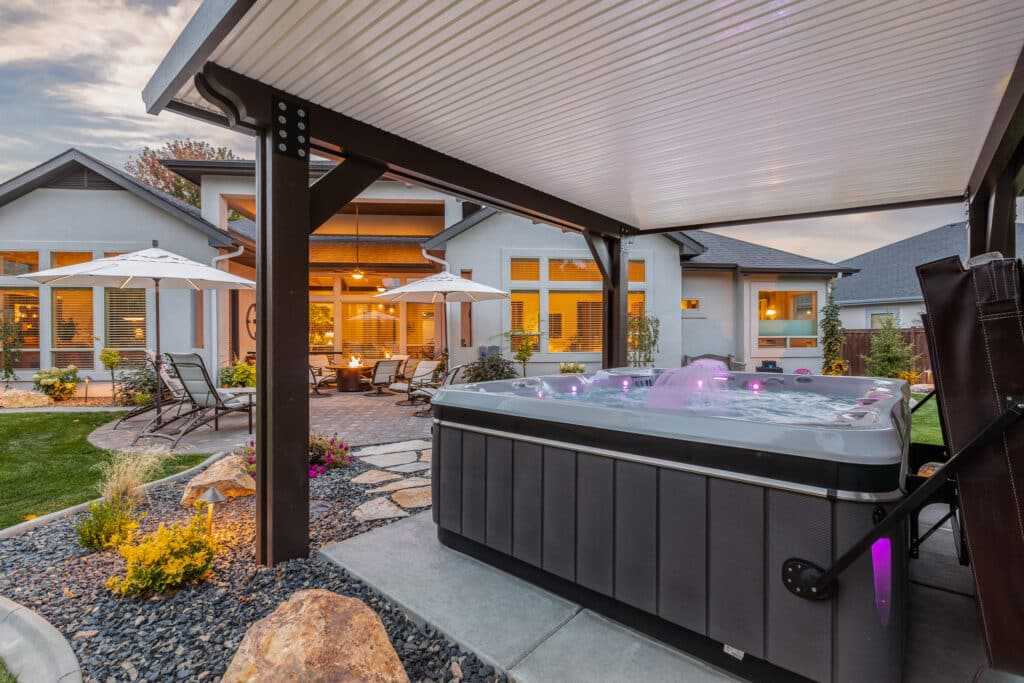 outdoor hot tub with patio cover PCUNW
