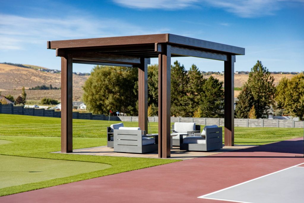 a photo of a patio cover in a outdoor space