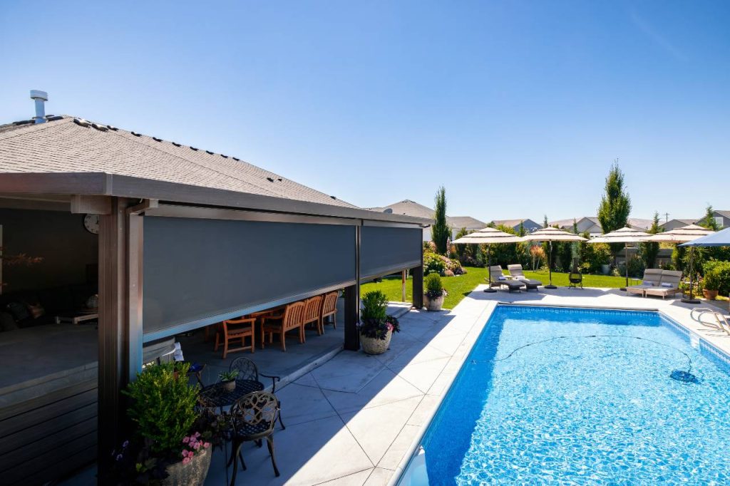 exterior screens near a pool